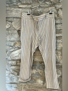 LOFT Women's Striped Chinos - Blue & Cream